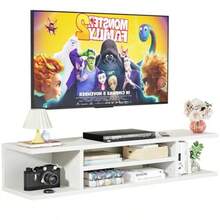 ECHIGOYA Mueble Flotante para TV con Cajón Estante de Pared para Centro de Entretenimiento Repisa Moderna para Sala o Dormitorio Soporte para Televisión de hasta 55" 120*30*23 cm - Blanco - Ver 6