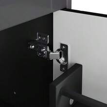 Freestanding Bathroom Vanity Unit 76x46x86.5cm, Double Silent Drawer Slides, Cabinet Doors With Soft-Close Function, Gold Handles And Rattan Decorations, Ceramic Washbasin, Black. - 黑色 - 查看 5