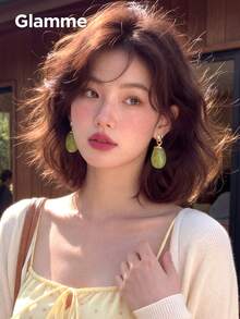 1 Pair Resin Green Water Drop Earrings, Casual Vacation Commute Party Exaggerated Earrings For Women - Green - View 9
