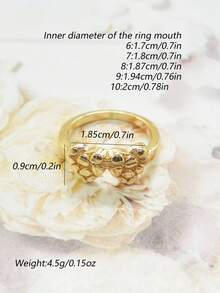 1 chiếc nhẫn đá hình trái tim đôi thanh lịch, thích hợp cho nữ đeo hàng ngày, dự tiệc và các dịp lễ, làm quà tặng Ngày Valentine/Giáng sinh/Kỷ niệm, quà tặng cho bạn gái, quà tặng ngày lễ. - Vàng - Xem 2