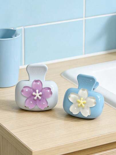 Cute Cherry Blossom Pattern Portable Toothbrush Cover, Ins Style Transparent Colored Cherry Blossoms, Travel Toothbrush Storage Box, Portable Toothbrush Head Protection Clip, Toothbrush Storage Clip, Toothbrush Protection Cover, Protecting Toothbrush Head, With Dual Hole Drainage And Ventilation Function, Easy To Carry, Dustproof Toothbrush Head Cover, Suitable For Couples, Friends, Family, Teachers, Travel Enthusiasts, Home, Dormitory, Back To School, Summer Essential