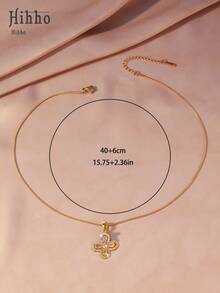 Hihho 1pc Elegant Cubic Zirconia Flower Pendant Necklace, Suitable For Students And Office Ladies, Gift For Girlfriend And Best Friend - Yellow Gold - View 6