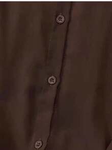 休闲无袖上衣，侧开衩，前襟纽扣，夏季 - 鏽棕色 - 查看 6