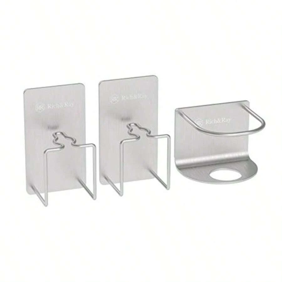 Stainless Steel Bathroom Toothbrush Holder 3 Pack Toot Older  Toot Ead Tootaste Cup Stains Steel  Mounted Self-Adesive Toot Older Iver 1Tootaste Olders + 2Toot Olders - 銀色牙膏架 1 個,牙刷架 2 個 - 查看 1