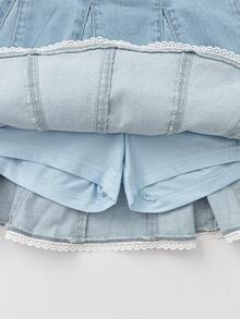 Balabala Váy denim cho bé gái, kiểu dáng thời trang, bền chắc, mềm mại, thoải mái, mặc hàng ngày, phù hợp cho mùa hè 2026. - Denim xanh vừa - Xem 8