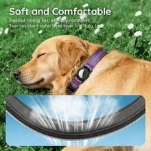 1 pieza Collar protector para rastreador Airtag, collar reflectante ajustable para perros medianos y grandes, collar de nailon para mascotas (Airtag no incluido) - Morado - Ver 9