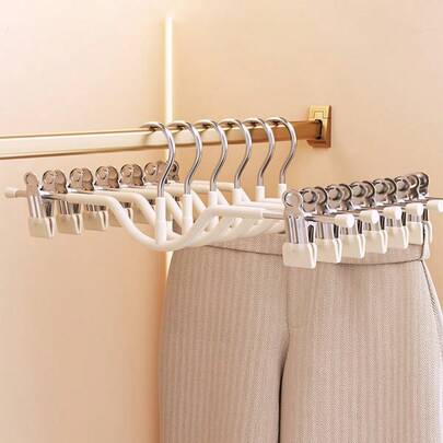 10 Stück Hosenklemmen Schwerlast Klammern nahtlose Kleiderschrank Organisation zum Aufhängen von Shorts, Röcken, Jeans, Premium Edelstahl Hosen Clips Kleiderschrank Aufbewahrungslösung, strapazierfähige Metall Kleiderbügel platzsparende Kleidungsorganisation für Zuhause, Schlafzimmer, Wohnheim, Wohnung, perfektes Geschenk, stabile einstellbare Kleidungshalter mit rutschfestem Design