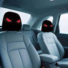 2pcs Red Eye Car Headrest Covers - Fits All Vehicles, Easy Installation - Fun Interior Decor For Male/Female Drivers & Passengers - Durable Fabric With Eye-Catching Print, Car Seat Headrest Protectors - Multicolor - View 2