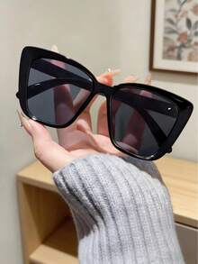 1 pieza Gafas de marco cuadrado de plástico con borde extra grande - Multicolor - Ver 7