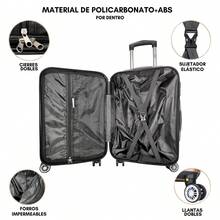 Juego de maletas rígidas 2 piezas 20 y 18 equipaje de mano 10KG y 8KG ligero PC+ABS ruedas 360° desmontables con compartimentos y cierre integrado - Oro rosa - Ver 9