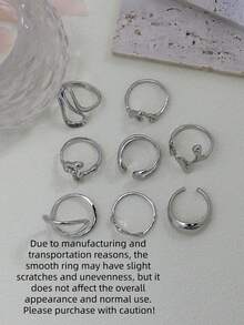 8Pcs/Set Hip Hop Punk Irregular Metal Opening Rings Women Vintage Gold Color Knuckle Joint Ring Party Jewelry Gift - Silver - View 5