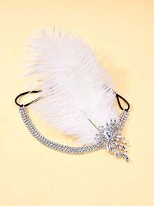 Vintage Feather Headband, 1920s Faux Pearl Crystal Tassel Hair Accessory, Retro Style Hair Decoration Suitable For Party, Ball And Wedding, Headpiece For Valentine's Day Valentine's Day Accessories Gift, Bride To Be, Bridesmaid Gifts - 黃金2 - 查看 2