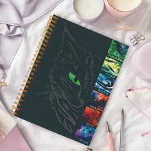 1 Piece A5 Spiral Notebook With Cute Cat Samurai Theme, Featuring Colorful Rainbow And Star Illustrations, Ideal For Study, Office Use Or Cat Lover Gifts, Great For Daily Use Or Creative Writing - E - View 1