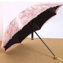 高级蕾丝刺绣复古黑色防紫外线遮阳伞，两用遮阳伞 - 蕾絲刺繡傘 - 查看 11