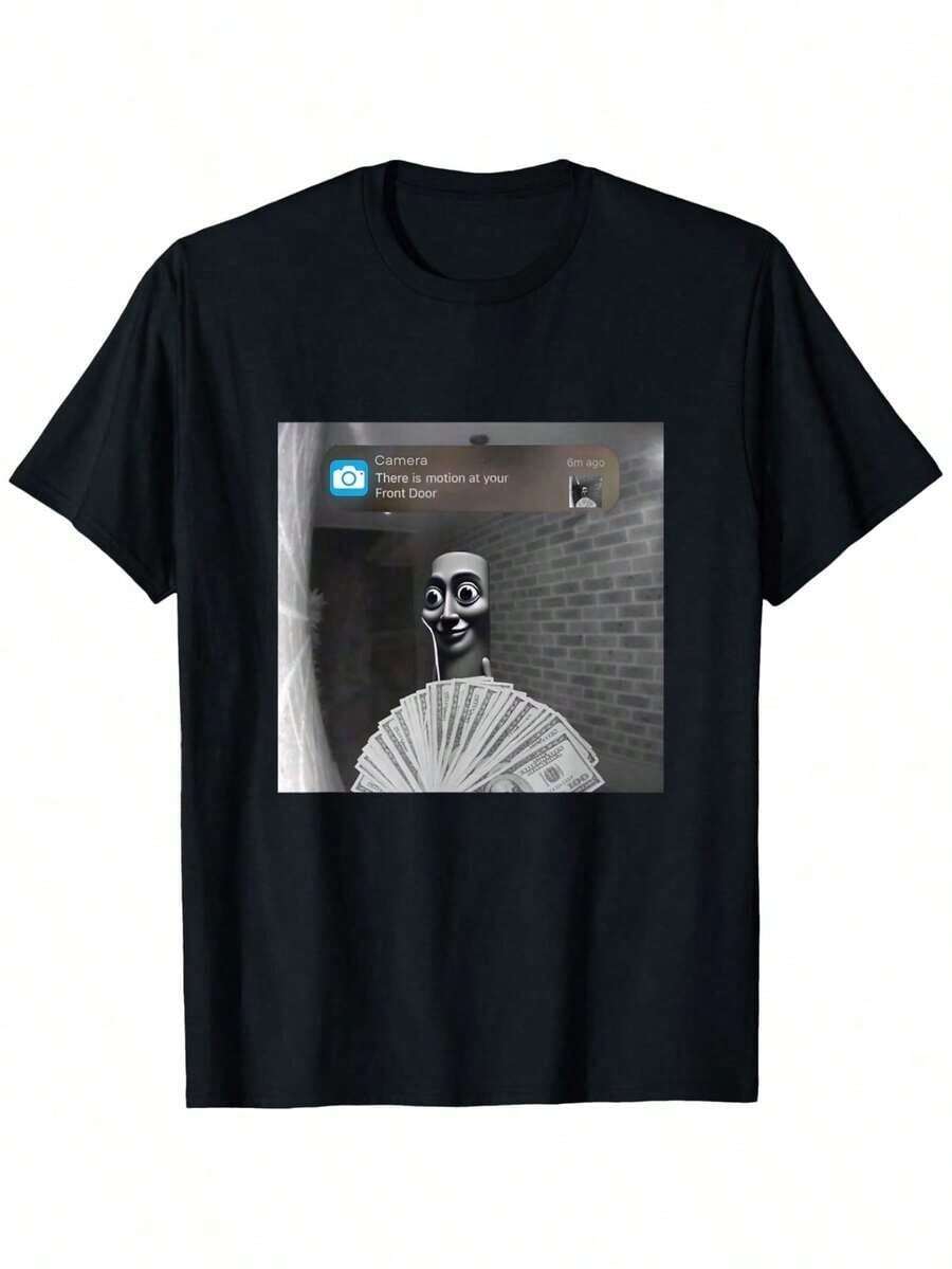 100% Cotton, Soft Breathable, Comfort Fit Graphic TeesPrinted T-Shirt Cotton Plus Size Men's Clothing, Funny "Tung Tung Tung Sahur Motion At Your Front Door" Meme Graphic T-Shirt - Casual Loose Fit Round Neck Tee With Humorous Money & Brick Wall Design For Festive Roleplay & Casual Attire, Comfortable Clothing, Nontransparent Fabric,Y2K,Oversized Shirt Men S-5XL,Summer Tops100% Cotton Graphic Tees Women, Mama Needs Wine Graphic T-Shirt, Funny, Relaxed, Mothers Day Gift, Party, Free Shipping - 黑色 - 查看 1