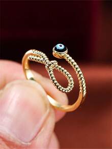 1 Stück einzigartiger Teufelsaugen-Offener Ring, Nischendesign verstellbarer Fingerring, Retro vielseitiges Pendler-Accessoire - Offener Ring - Übersicht 2