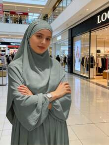 两件套：希玛尔祈祷头巾 + 宽松舒适的阿巴雅长袍，穆斯林服装，适合女性日常穿着和祈祷，四季皆宜。 - 彩色 - 查看 13