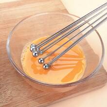 Batidor de bolas de acero inoxidable con mango, herramienta de mezcla para hornear, batidor de crema manual, mezclador manual - Plateado - Ver 2