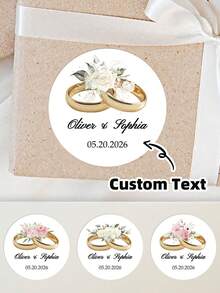 1-120 miếng dán cưới tùy chỉnh - Nhãn cưới tùy chỉnh, nhãn dán đính hôn, nhãn dán hình nhẫn cưới cá nhân hóa, nhãn dán tên tùy chỉnh, chất liệu chống thấm nước và dầu, 4 kiểu dáng, hoàn hảo cho thẻ quà tặng, hộp bánh, quà lưu niệm cưới, gói quà cưới, trang trí tiệc, lãng mạn, keo dính chắc chắn, tinh tế, phong cách, quà tặng lý tưởng cho các cặp đôi, chồng, vợ, bạn bè, gia đình, cô dâu chú rể, tuyệt vời cho mùa cưới, tiệc đính hôn. - Nhiều màu 1 - Xem 1