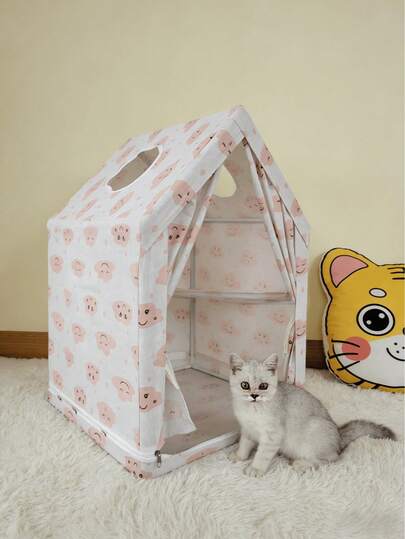 1 pieza Tienda de campaña para mascotas, portátil y plegable a prueba de viento, adecuada para mascotas pequeñas, refugio para dormir y esconderse en interiores