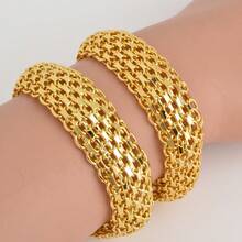 1 Miếng Hip Hop Quá quắt MẠ VÀNG 14K Đồng Clasp Vòng tay Đối với phụ nữ - Vàng - Xem 3