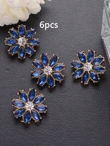 6 Stücke elegante Kristallglas Metallknöpfe mit goldfarbener Fassung - Tiefes Himmelblau, Marineblau & klare facettierte Steine für Samt Mäntel, Anzüge, Kleider, DIY Basteleien, Geschenkboxen & Modezubehör, Kleidungsverzierungen | Blumen Design Knöpfe | Aufwendige Handwerkskunst, Knöpfe für Kleidung - Mehrfarbig - Übersicht 10