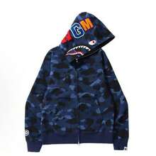 A Bathing Ape (BAPE) Men's Shark Full-Zip Hoodie – Iconic Camo Series, Multi-Color Options Available - 藏蓝色 - 查看 1