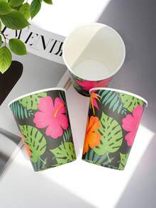 10 Stücke/30 Stücke/50 Stücke Hawaiianische Party Papiertassen, Sommer Einwegbecher, Hawaiianische Hibiskus Einwegtrinkbecher, Tiki Sommer Party Zubehör, Trinkgefäße, Hawaiianische Becher, Partydekoration, geeignet für Hawaiianische Aloha Luau, Tropischer Strand, Pool Party Zubehör - Mehrfarbig - Übersicht 3