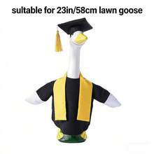 Porch Goose Outfit, Graduation Goose Statue Clothes Hat With Costume Garden Decoration - Black 1pc - View 7