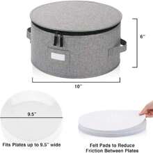 Porcelain Salad Plate Storage Case, 10 Inches Wide X 6 Inches High, Includes 12 Felt Dividers. Hard, Stackable Case With Padded Interior, 44493843 - 摩卡棕 - 查看 2