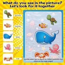 1/8 套装魔法水彩画册，涂色绘画套装，适合所有年龄段，可重复使用的水彩画册（笔和画框颜色随机），适用于办公室、学校、绘画、学生、马克笔、文具、学习用品。水彩画，节日礼物，生日礼物，派对礼物 - 彩色 - 查看 4