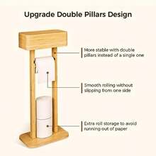 Wealone - Soporte de papel higiénico 4 en 1 con caja de almacenamiento rollo de papel higiénico giratorio de 360° organizador de toallitas para inodoro computadora para decoración de baño - Natural - Ver 5