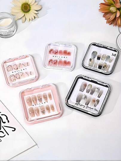 1/30pcs Portable Nail Salon Wearable Nail Decor Storage Display Box, 3-Fold 3-Layer Transparent Dust-Proof Nail Art Storage Box, Suitable For Nails, Earrings, Rings, Various Small Jewelry Storage, With Adhesive Tape, Nail Art Storage Box, Foldable Jewelry Storage Box, Wearable Transparent Nail Art Storage Box, Foldable Portable Nail Storage Box, Can Store Nails, Best Gift For Nail Art Storage