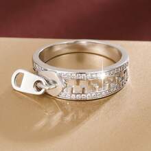 1 chiếc nhẫn nữ thiết kế khóa kéo đính đá Cubic Zirconia. - Nhiều màu - Xem 6