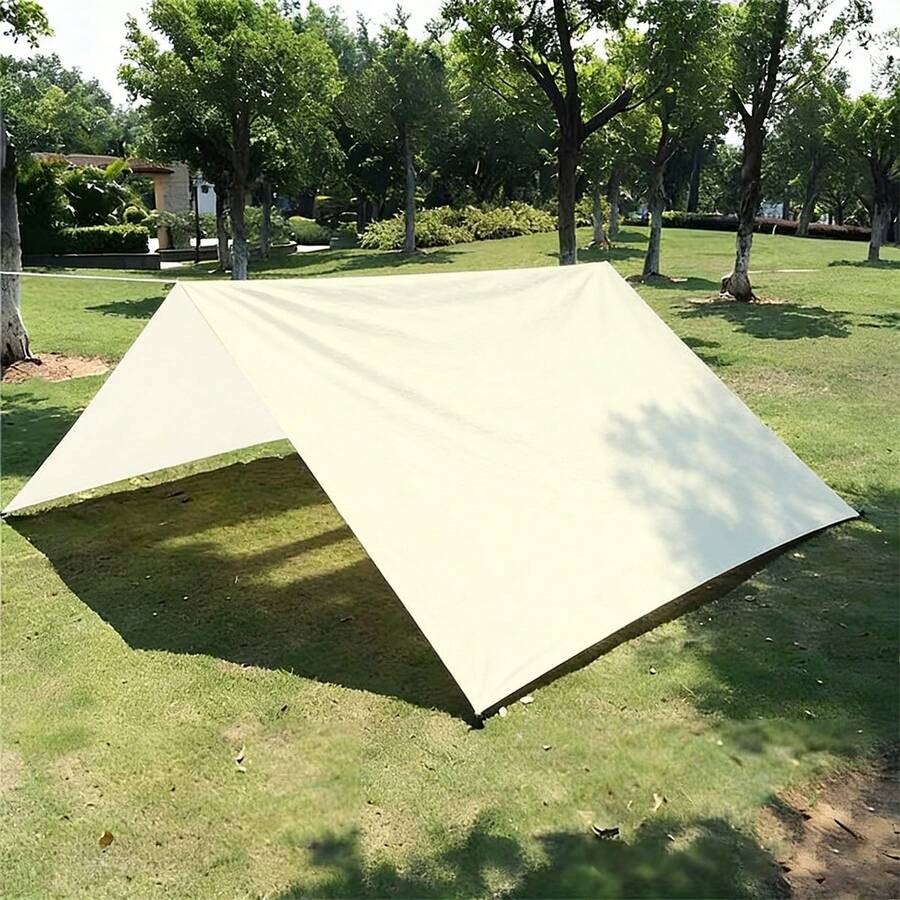 1件纯色遮阳篷，米色、沙黄色、灰色、黑色、橄榄绿可选，室内派对遮阳帆布，室外遮阳帐篷，四面遮阳篷，适用于前院/后院，可折叠观景凉亭，便携式，带加固绳，不含杆子
