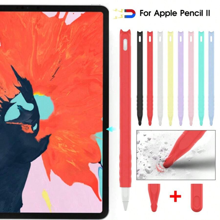 Silicone Case Compatible With Apple Pencil 2nd Generation & Apple Pencil Pro (2024) Sleeve Skin Ultra Thin Apple Pencil Protective Cover Compatible With Magnetic Charging And Double Tap - Multicolor - View 1
