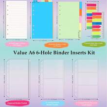 A6 Loose-Leaf Notebook Refill Paper 135 Sheets Spiral Notebook Inner Paper 3 Loose-Leaf Binder Pockets 10 Dividers 160 Fluorescent Sticky Notes Suitable For A6 Loose-Leaf Reusable Personal Planner - A6 - View 8