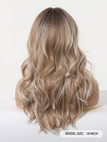 Tóc giả màu nâu ombre xoăn gợn sóng thanh lịch dành cho nữ, dài 20 inch/50 cm, 100% sợi Tang dài, độ dài trung bình có mái, mô phỏng da đầu, mật độ 150%, lưới hoa hồng mềm mại, chịu nhiệt, nhiều kiểu tạo kiểu. - Màu nâu ombre - Xem 7