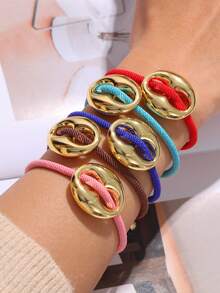 1pc Boho Style Creative Fashion Elegant Minimalist Copper Pig Nose Woven Bracelet, Suitable For Women, Sisters, Couples, Parties Or Graduations, Perfect Gift For Daily Wear, Dates, Parties, Weddings, Holidays. Very Suitable For Summer Beach Vacations, Non-Allergenic, Adjustable Size - Hand Strap - View 6