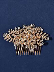 1pc Women's Bridal Wedding Alloy Comb With Rhinestone & Flower Details Boho Tiaras Valentine's Day Valentines - Vàng - Xem 1