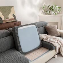 1件几何3D纹理毛绒弹力沙发套 - 深灰色 - 查看 6