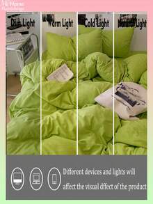 3pcs Green Bedding Set - 1 Duvet Cover & 2 Pillowcases, Soft & Comfortable Home Textile, Available In Multiple Colors, Suitable For Dorm Room Or Bedroom, Fashionable Home Decor, Machine Washable, No Filler - Pastel Green - View 7