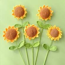 1pc/3pcs/5pcs Artificial Crochet Sunflower, Rose, Tulip, Lily Flower, Fake Flowers, Lifelike Flowers, Desktop Decor, Wall Decor, Suitable For Birthday Gift, Anniversary Gift, Mother's Day Gift, Christmas Gift, Event & Home Decor, Valentine's Day Gift - Multicolor - View 10