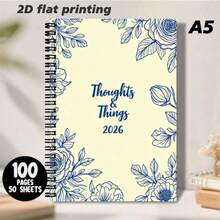 1 caiet liniat cu spirală, format A5, cu model floral, ideal pentru înregistrarea gândurilor și a vieții de zi cu zi în 2026. Designul minimalist și proaspăt adaugă o atmosferă elegantă scrisului. Fie că este vorba de notarea detaliilor vieții, captarea inspirațiilor sau planificarea afacerilor, este alegerea perfectă pentru a te lansa într-o experiență de jurnalizare ordonată și poetică. - R - Vizualizare 7