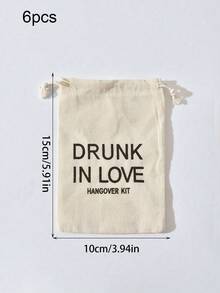 6pcs Bride Party Favor - Hangover Recovery Kit In Burlap Bag | Complete "Drunk In Love" Emergency Gift Set With Customized Label, Suitable For Bridal Shower, Birthday And Other Occasions - Multicolor - View 9