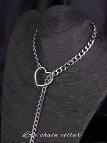 1pc Sexy Heart-Shaped Chain Choker, Sexy Lingerie Accessory, Women's Heart-Shaped Leash Necklace, Multi-Layer Tassel Necklace, Punk Metal Chain Body Jewelry Chain, Sexy Accessory For Couples, Dates, Parties And Performances - Nhiều màu - Xem 4