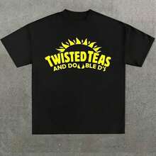 Black T-Shirt With Twisted Teas And Double D S Sunny Design,Casual Digital Print Pure Heavy Cotton T Shirt,220g Cotton T-Shirt,Gift,Summer,Unisex - 紅色 - 查看 6