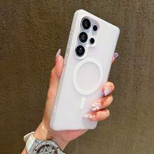 1pc Luxury Matte Candy Color 2-In-1 Soft Phone Case, Customized For Galaxy S25Ultra/S24Ultra A37 A57 A55 A56 S26Ultra A26 A36, With Magnetic Wireless Charging And Shock-Proof Function - White - View 3