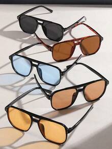 5pcs Women Square Multicolor Stud Decor Combination Fashion Eyeglasses Suitable For Outdoor Activities Beach Accessories For Women Glasses Shades For Summer Beach Vacation,Outdoor,Travel - 多色 2 - 查看 4