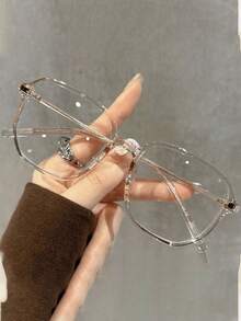 1 Pair Women's Vintage Oversized Fashion Flat Top Glasses, Suitable For Daily Wear, Party Decoration, Computer Office, Playing Computer Games - Multicolor - View 6